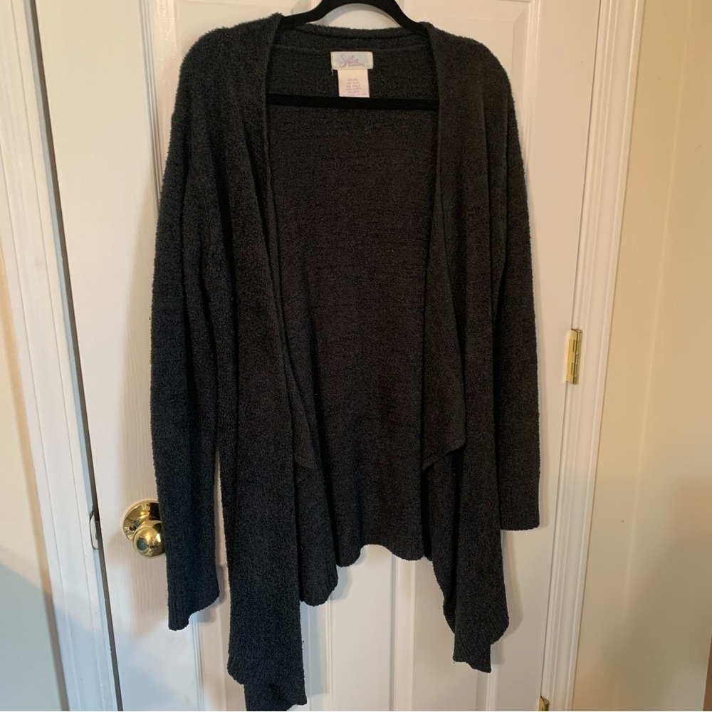 Softies l/xl Women's Black Open Front Cardigan Sweater